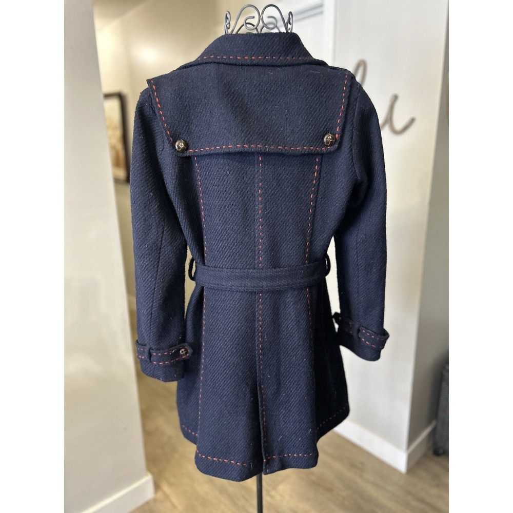 Tommy Hilfiger Wool Blend Navy Peacoat Reefer Jacket Fisherman Coastal Sz Medium - Picture 2 of 14
